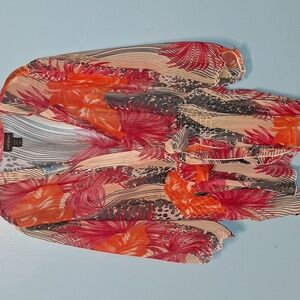 Lane Bryant Multicolor Sheer Kimono Style closed Stretch Waist